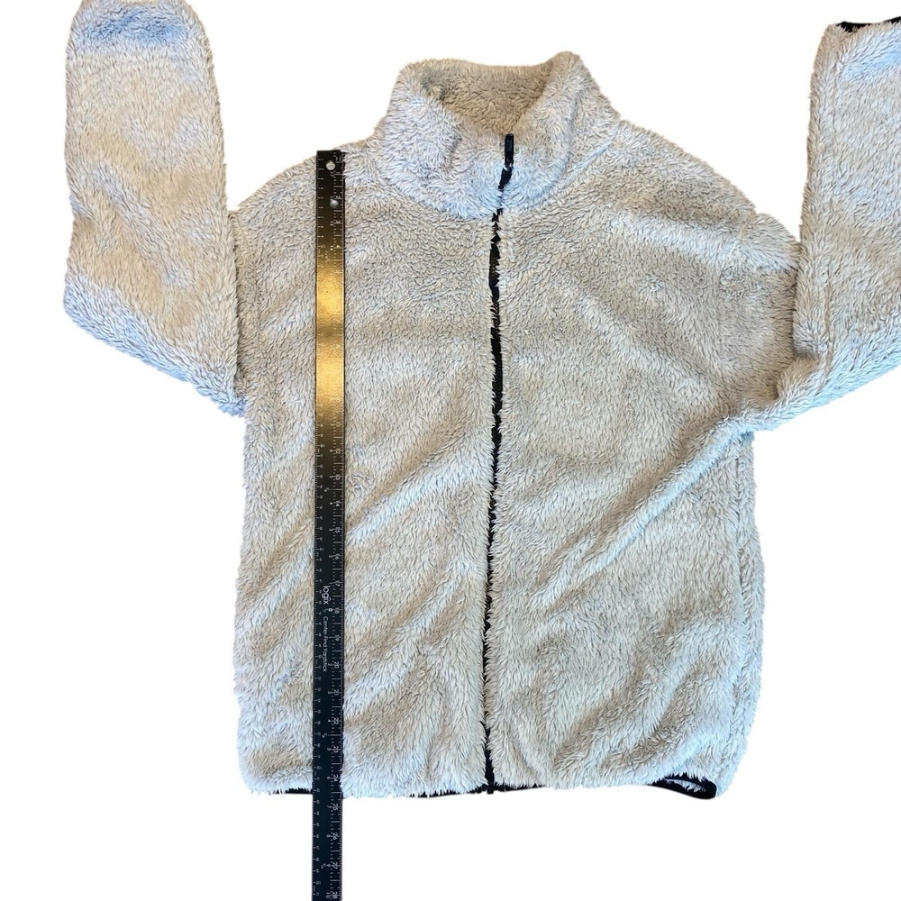 Victoria's Secret PINK Sherpa Zip Up Jacket Gray With Black Trim Women's Medium - Picture 4 of 8